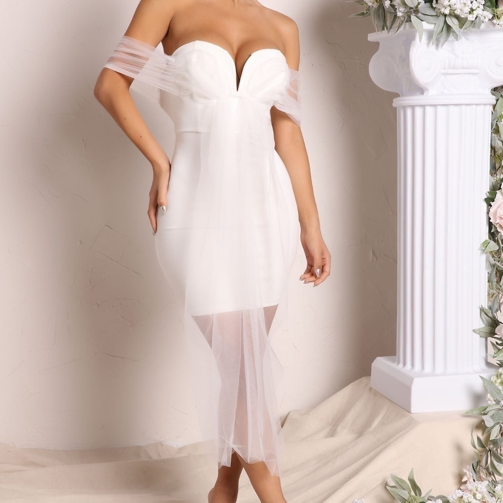 Fashion Nova Precious Times Mini Bridal Dress - White
